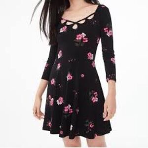 Aeropostale Black Dress with Pink Floral Design